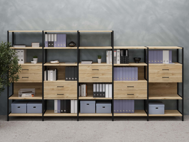 Мебель для персонала Shelf System цвет Тиквуд Светлый / Металл Черный