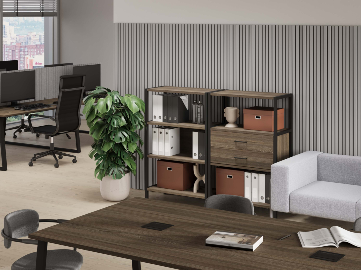 Мебель для персонала Shelf System цвет Вяз Благородный / Металл Черный