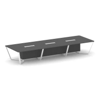 Стол для переговоров прямоугольный Steel Meet KD-PR.B.SP-16 / Тиквуд Светлый – Металл Белый / 4800×1600×750