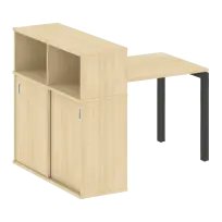 Metal System Quattro Стол офисный с шкафом-купе на П-образном м/к 50БП.РС-СШК-3.1 Т Вяз/Мокко металл 1410×1120×1098