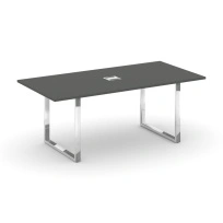 Стол для переговоров с лючком на О-образном металлокаркасе Style Project Direct Lux M-SN-6O.SPRG-198 Тиквуд Светлый/Нержавеющая Сталь/Хром 1980×980×750