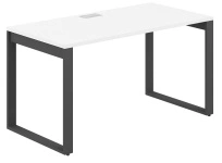 Стол офисный с лючком Allegro / 1400×800×750  / Профиль О-образный: 70×20 Антрацит / Столешница: Белый / AG.108.WH.L.72.AN