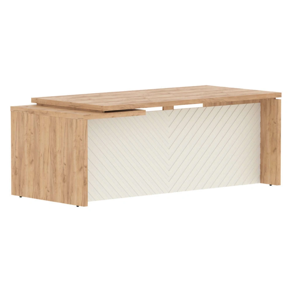 Стол для руководителя правый TLCT 209(R) Дуб Бофорд Z/Латте 2000×900×750 TORR LUX