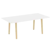Onix Wood Direct Стол переговорный OW.PRG-19 Белый бриллиант/Дуб светлый/Белый металл 1980×980×750