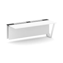 Сектор переговорного стола проходной Steel Meet KM-PR.B.SPPO-20 / Тиквуд Светлый – Графит Глянец – Металл Белый / 2000×800×750