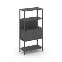 Односекционный стеллаж четырехъярусный с ящиками Shelf System SN.STM-412 Тиквуд Светлый/Металл Антрацит 810×400×1613