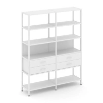 Двухсекционный стеллаж пятиярусный с ящиками Shelf System SN.STM-522 Дуб Табак/Антрацит/Металл Белый 1590×400×1980