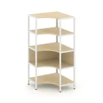 Односекционный угловой стеллаж четырехъярусный Shelf System SN.STMU-411 Тиквуд Светлый/Металл Белый 810×810×1613