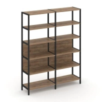 Двухсекционный стеллаж пятиярусный Shelf System SN.STM-521 Вяз Благородный/Металл Черный 1590×400×1980