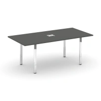 Стол для переговоров с лючком на П-образном металлокаркасе Style Project Direct Lux M-SN-6P.SPRG-198 Тиквуд Светлый/Нержавеющая Сталь/Хром 1980×980×750