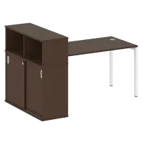 Metal System Стол офисный с шкафом-купе на П-образном м/к БП.РС-СШК-3.3 Т Дуб наварра/Серый металл 1810×1120×1098