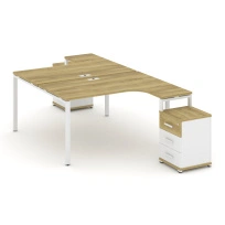 Concept Стол-бенч с 2 опорными тумбами CN.DSA-305 W Кобо/Металл Белый 1380×2400/3532×750