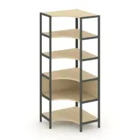 Односекционный угловой стеллаж пятиярусный Shelf System SN.STMU-511 Тиквуд Светлый/Металл Антрацит 810×810×1980