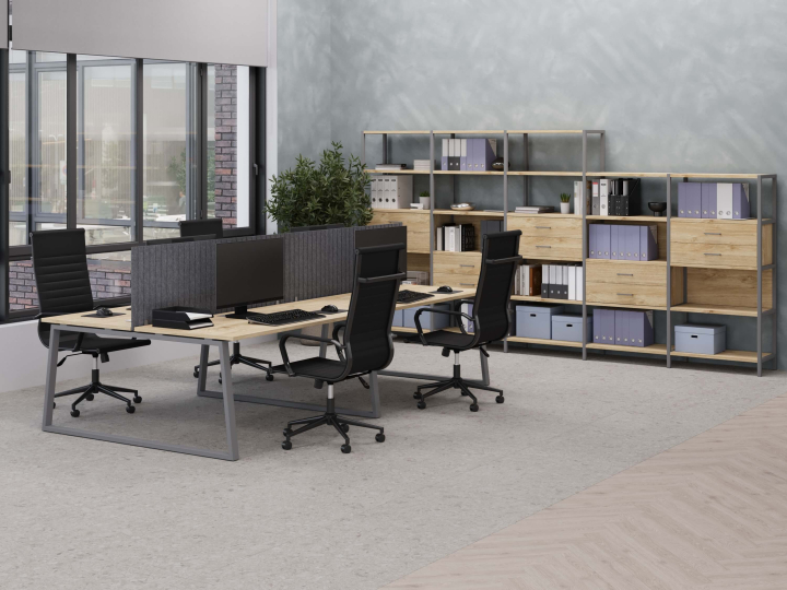 Мебель для персонала Shelf System цвет Тиквуд Светлый / Металл Серый