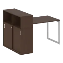 Metal System Стол офисный с шкафом-купе на О-образном м/к БО.РС-СШК-3.2 Т Дуб наварра/Серый металл 1610×1120×1098