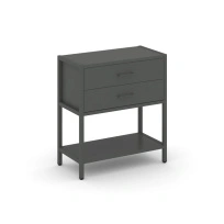 Односекционный стеллаж двухярусный с ящиками Shelf System SN.STM-212 Тиквуд Светлый/Металл Антрацит 810×400×879