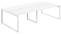 Стол-бенч с вырезом Allegro / 2400×1638×750  / Профиль О-образный: 70×20 Белый / Столешница: Белый / AG.147.WH.V.72.WH