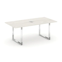 Стол для переговоров с лючком на О-образном металлокаркасе Style Project Direct Lux M-SN-6O.SPRG-198 Тиквуд Светлый/Нержавеющая Сталь/Хром 1980×980×750