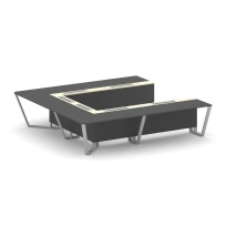 Стол для переговоров П-образный Steel Meet KM-PR.B.SP-11P / Тиквуд Светлый – Графит Глянец – Металл Серый / 3200×3200×750