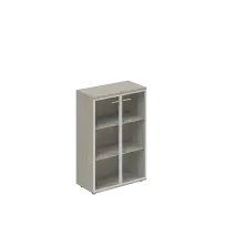 Шкаф средний со стеклом Wing / WN.811.OL.AL / 800×400×1200  / Дуб светлый, алюминиевая рамка, стекло прозрачное