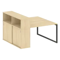 Metal System Quattro Р. ст. с шкафом-купе на О-образном м/к 40БО.РС-СШК-2.2 Т Акация/Антрацит металл 1610*1475*1098