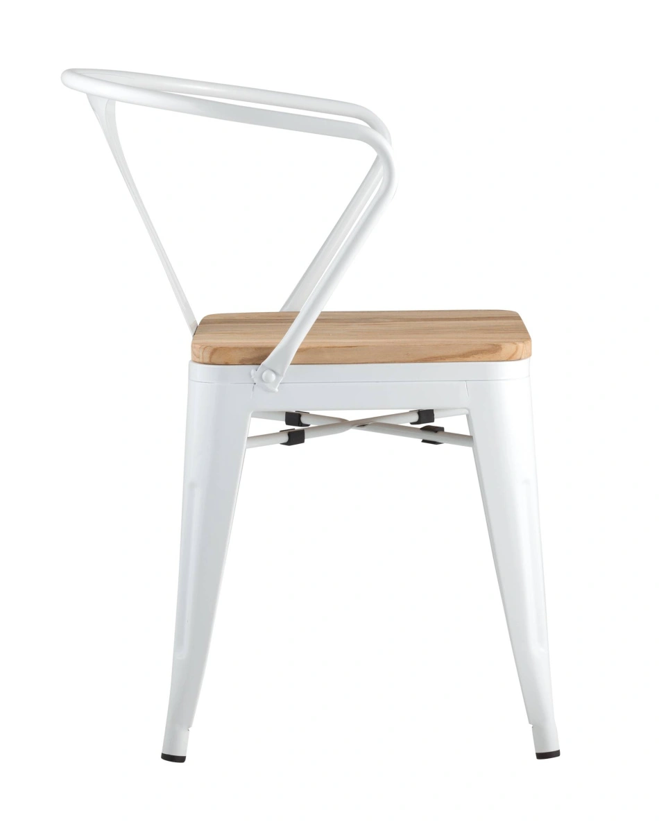 Стул TOLIX ARM WOOD с подлокотниками белый
