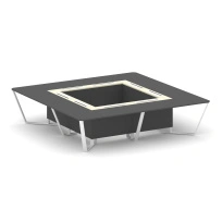 Стол для переговоров квадратный Steel Meet KM-PR.B.SP-16K / Тиквуд Светлый – Графит Глянец – Металл Белый / 3200×3200×750