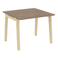 Onix Wood Стол переговорный (1 столешница) OW.PRG-1.1 Белый бриллиант/Дуб светлый/Белый металл 980×980×750