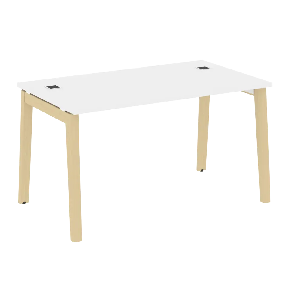 Onix Wood Direct Стол руководителя OW.SRR-3.8 Белый бриллиант/Дуб светлый/Белый металл 1380×800×750