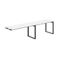 Стол-бенч комбо s-b-s с вырезом Allegro / 2800×600×750 / Профиль О-образный: 70×20 Антрацит / Столешница: Белый / AG.192.WH.V.72.AN