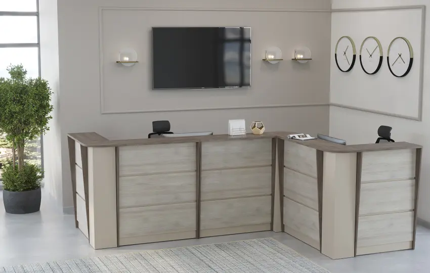 Стойка ресепшен New Line цвет Дуб Шамони Составной