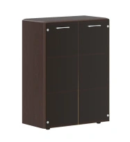 Шкаф средний со стеклянными дверьми и обвязкой DMC 85.2 Дуб Каньон 892х450х1185 DIONI