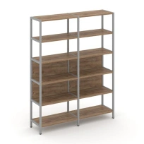 Двухсекционный стеллаж пятиярусный Shelf System SN.STM-521 Вяз Благородный/Металл Серый 1590×400×1980