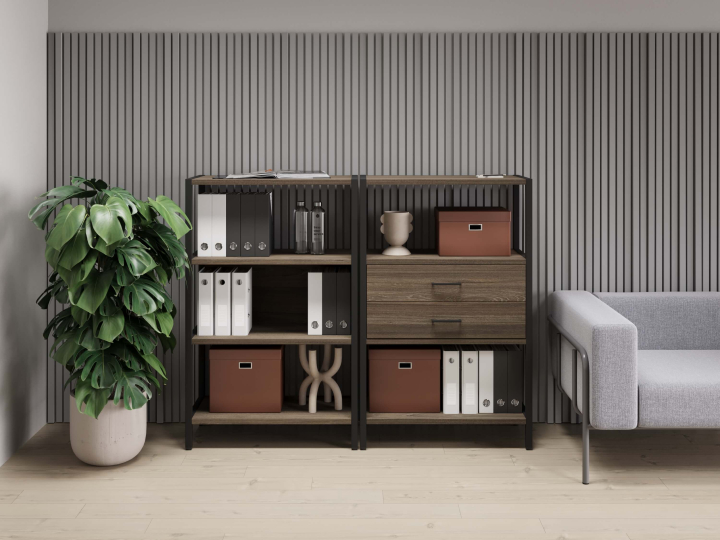 Мебель для персонала Shelf System цвет Вяз Благородный / Металл Черный