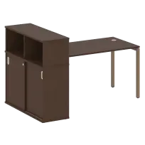 Metal System Стол офисный с шкафом-купе на П-образном м/к БП.РС-СШК-3.3 Т Дуб наварра/Серый металл 1810×1120×1098