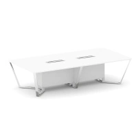 Стол для переговоров прямоугольный Steel Meet MD-PR.B.SP-12 / Тиквуд Светлый – Нержавеющая Сталь – Хром / 3200×1600×750