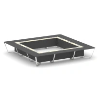 Стол для переговоров квадратный Steel Meet MM-PR.B.SP-24K / Тиквуд Светлый – Графит Глянец – Нержавеющая Сталь – Хром / 4800×4800×750