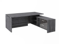 Стол для руководителя с опорной тумбой правый Festus FI-119R.GG  / Фурнитура INOX / Древесина графит / Мрамор леванто белый