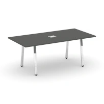 Стол для переговоров с лючком на А-образном металлокаркасе Style Project Direct Lux M-SN-6A.SPRG-198 Тиквуд Светлый/Нержавеющая Сталь/Хром 1980×980×750