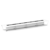Стол для переговоров прямоугольный Steel Meet MM-PR.B.SP-24 / Тиквуд Светлый – Графит Глянец – Нержавеющая Сталь – Хром / 8000×1600×750
