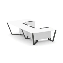 Стол для переговоров П-образный Steel Meet KD-PR.B.SP-07P / Тиквуд Светлый – Металл Антрацит / 1600×3200×750