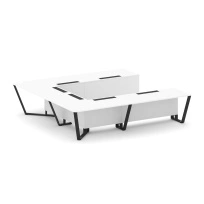 Стол для переговоров П-образный Steel Meet KD-PR.B.SP-11P / Тиквуд Светлый – Металл Черный / 3200×3200×750