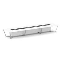 Стол для переговоров прямоугольный Steel Meet KM-PR.B.SP-18 / Тиквуд Светлый – Графит Глянец – Металл Серый / 6000×1600×750