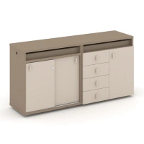 Estetica Набор №6. Тумба двойная+топ ES.NB.2T-6 Латте/Тиквуд тёмный 1500×410×750