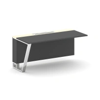 Сектор переговорного стола завершающий левый Steel Meet MM-PR.B.SPZO-16(L) / Тиквуд Светлый – Графит Глянец – Нержавеющая Сталь – Хром / 1600×800×750