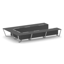 Стол для переговоров П-образный Steel Meet KD-PR.B.SP-15P / Тиквуд Светлый – Металл Серый / 4800×3200×750