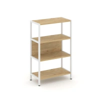 Односекционный стеллаж трехъярусный Shelf System SN.STM-311 Тиквуд Светлый/Металл Белый 810×400×1246