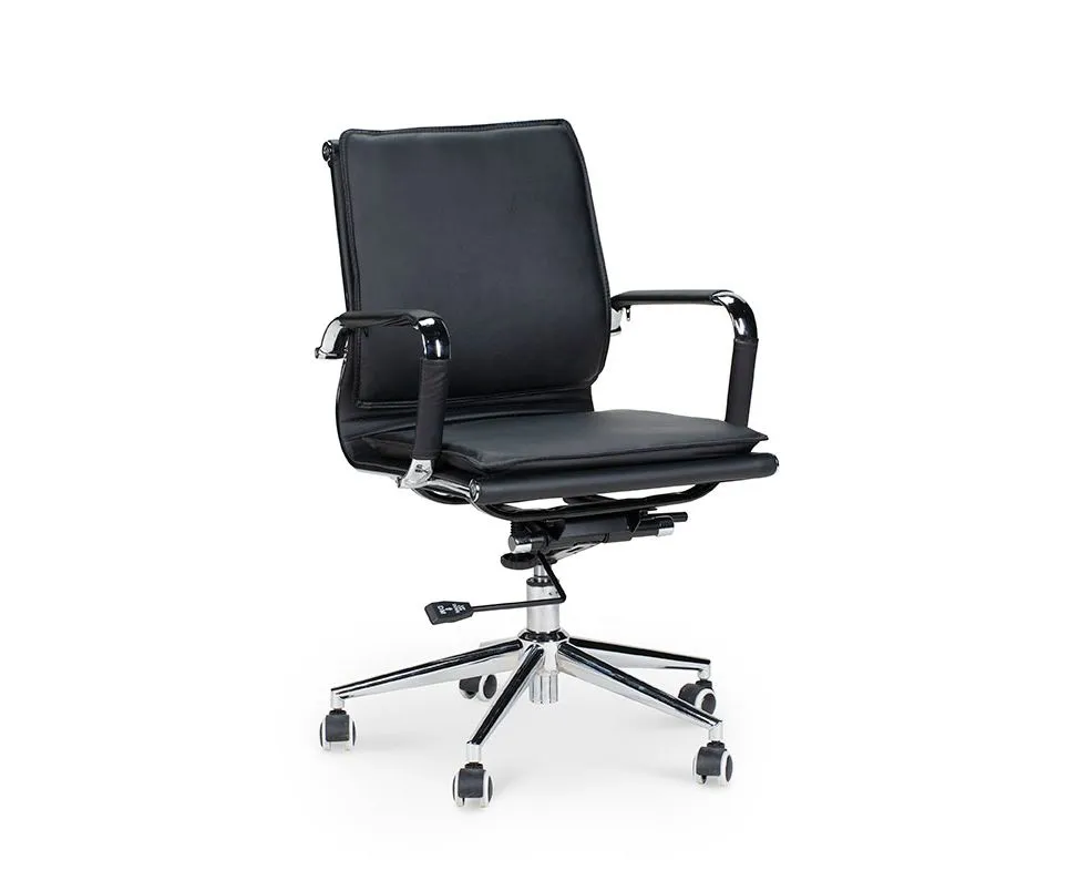 Кресло офисное NORDEN Харман LB / (black) хром / черная экокожа