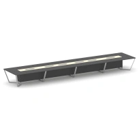 Стол для переговоров прямоугольный Steel Meet KM-PR.B.SP-24 / Тиквуд Светлый – Графит Глянец – Металл Серый / 8000×1600×750