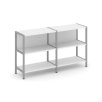 Двухсекционный стеллаж двухярусный Shelf System SN.STM-221 Тиквуд Светлый/Металл Серый 1590×400×879